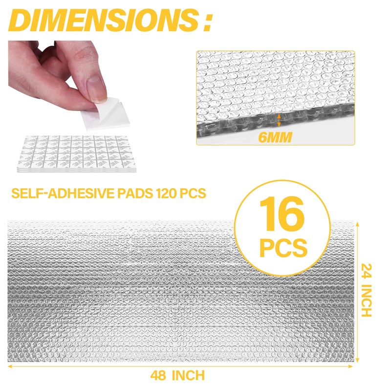 ZUIWAN 6MM Thick Garage Door Insulation Kit - 16P Reflective