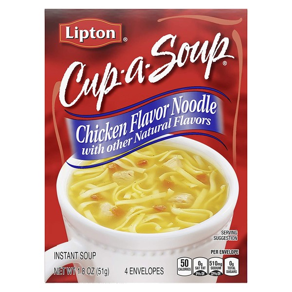 Lipton Cup-a-Soup Instant Soup For a Warm Cup of Soup Chicken Noodle Soup Made With Real Chicken Broth Flavor 1.8 oz 4 Servings
