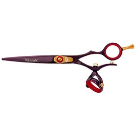 Kissaki Hair Scissors Gokatana 6.0 inches Double Swivel Black Cherry R Titanium Hair Cutting Shears