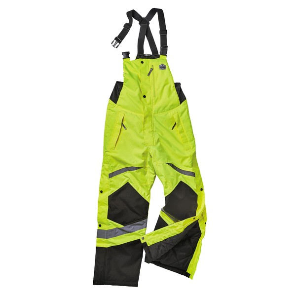 Insulated Thermal Bib Overalls, High Visibility, Weather-Resistant, XL, Ergodyne GloWear 8928,Lime