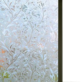 Niviy Excellent Quality 3D Static Cling Window Film with Installation Tools Self Adhesive Window Covering Decorative Flower Privacy Film for Window 17.7" x 78.7", 2Pcs