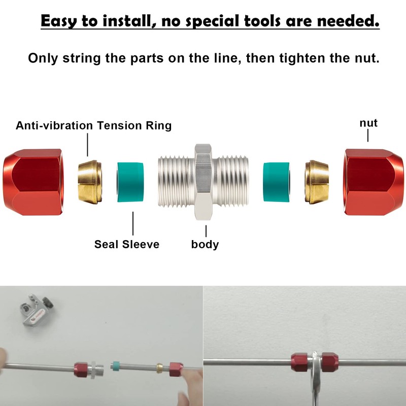 800-641 Line Splice Connector Splicer Coupler For 3/8'' Aluminum Lines,