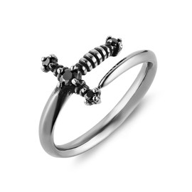 HZMAN Sword Ring for Men Women Stainless Steel Retro Gothic Punk Knight Dagger Rings Jewelry Gift (Size,7)