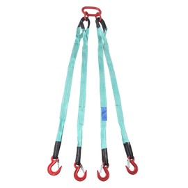 LFGUD 5Ft 6T Chain Sling for Lifting, 13220lbs Polyester Strap with 4 Legs Grab Hook and Adjuster,G80 Alloy Steel Engine Lift Chain Link Eye Hook Complete Rigging for Safe Towing and Handling of Cargo