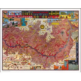 MapReproductions 1931 Grand Canyon and Vicinity Whimsical pictorial map Poster Reprint Jo Mora 50304