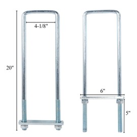 BGTLGIO 4Pack 4“ X 20" Square Bend U-Bolt Kit, Heavy Duty Steel 5/8 Inch Diameter, 4 Complete Sets with 1-1/8" x 6" Tie Bars for Truck Chassis.
