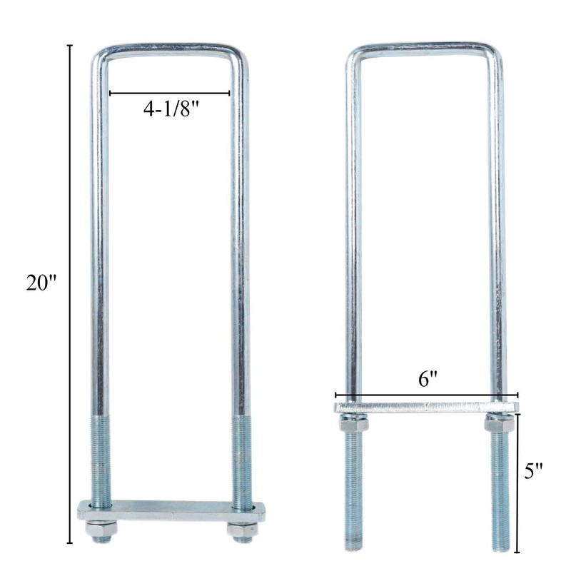 BGTLGIO 4Pack 4“ X 20" Square Bend U-Bolt Kit, Heavy
