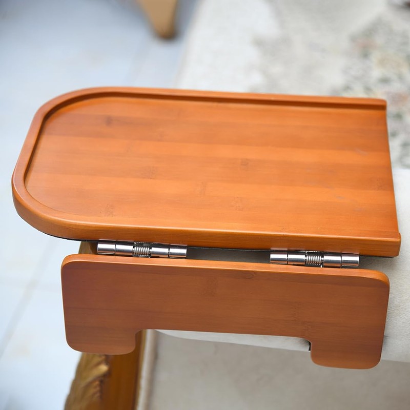 Premium Bamboo Sofa Arm Tray Table -Wooden Couch Arm Tray