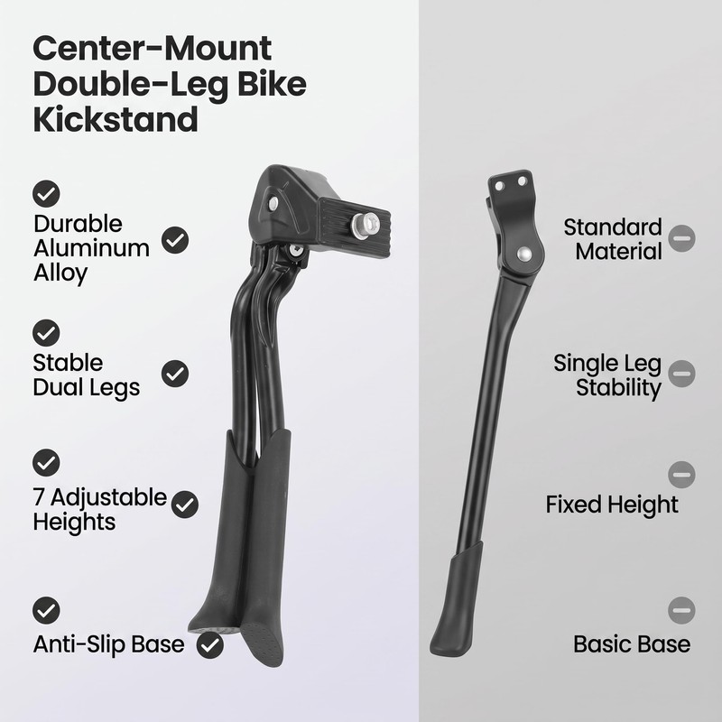 SPYMINNPOO Bike Kickstand, Cent Mount Double Leg Bike Kickstand with