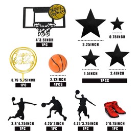 17 decoraciones para tartas de baloncesto con temática de estrellas de baloncesto para decoración de tartas para niños, decoración deportiva, decoración de fiestas, suministros para fiestas deportivas (1)