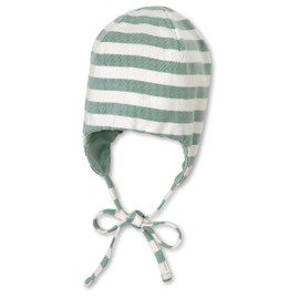 Sterntaler GOTS Striped Baby Hat with Stripes – Children's Hat Boys Made of Single Jersey with Ear Flaps and Tie Band, Green