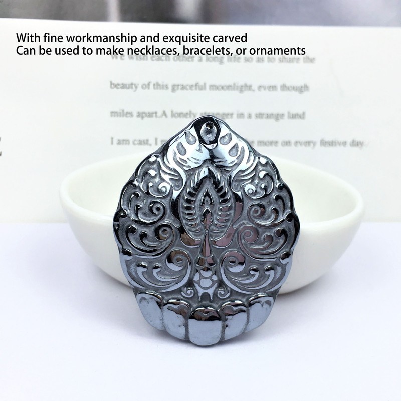 Natural Terahertz Pendant Peacock Pattern Carved Energy Stone Hanging Ornament
