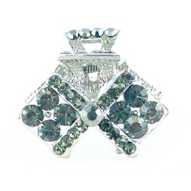 Sparkly Crystal Double Diamond Claw Hair Clip ~ Grey