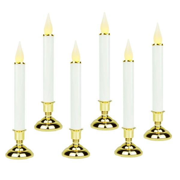 FESTIA Christmas Window Candles 6-Pack 9.7" Ivory LED Flameless Taper