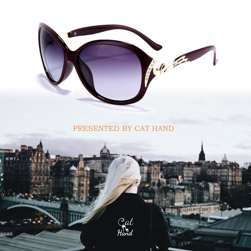 Cat Hand Sunglasses, Women's, Polarized Lenses, Luxury, Fashion, Oval, UV