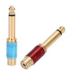 Greluma Pack of 4 6.35 mm (1/4 inches) Male to RCA Female Audio Adapter, Gold-Plated (Red & Blue)