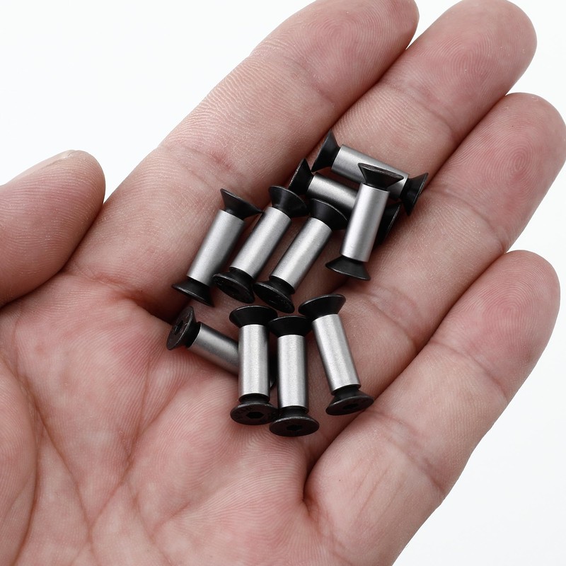 10 Pack Knife Handle Screws, Rivets, Bolts, Black Hex Flat