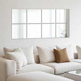 8PCS Self Adhesive Acrylic Mirror, 8"×8" Flexible Wall Mirror Sheets, 2MM Frameless Gym Mirrors Wall Stickers, Small Full Length Mirror Tiles for Home Wall Decor Table Centerpieces DIY Craft