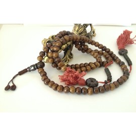 Tibetan Mala Dark Yak Bone Mala 108 Beads for Meditation with Bone Counters BM-25