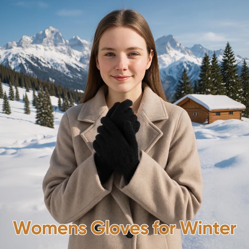 Bodvera 4 Pairs Womens Winter Gloves with Touchscreen Fingers Knit