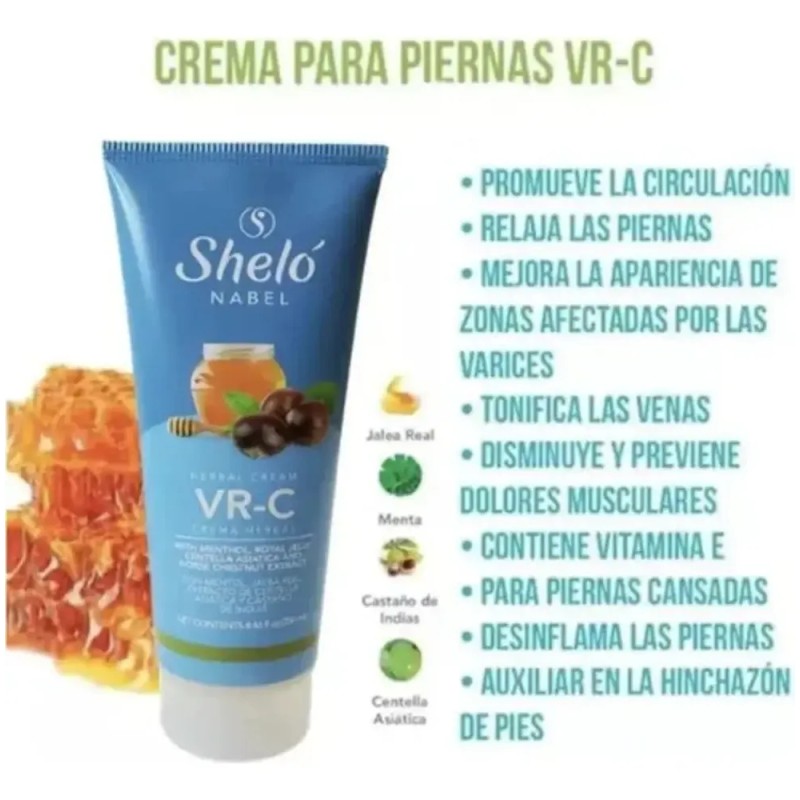 Crema Para Piernas Vr-c Con Romero Y Jalea Real Shelo