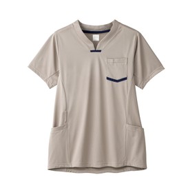 PROFeeling AIT310 Modern Knit Scrub (Unisex), Long Length, Durable, Sweat Absorbent, Quick Drying, UV Care, Nursing, beige, (greige)