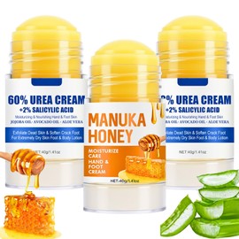 Urea Cream 60 Percent for Feet with 2% Salicylic Acid & Aloe Vera – Cracked Heel Repair Cream & Feet Moisturiser for Dry Skin – Honey Foot Cream Urea Foot Cream Set for Hands & Body Care - 3PCS