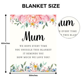 CHARMIBLE Birthday Gifts for Mum, Mum Birthday Gifts from Daughter Son, Blanket Gifts for Mum on Christmas Valentines Mothers Day from Child, 50'' x 60'' Blanket for Mum