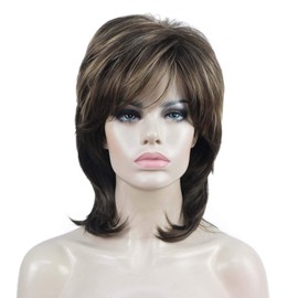Aimole Soft Shaggy Layered Wig Medium Length Synthetic Hair Women Wigs (8TT124)