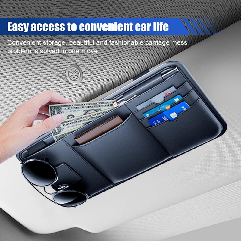 ZIMISI Car Sun Visor Organizer, Multi-Pocket Sun Visor Storage Pouch,