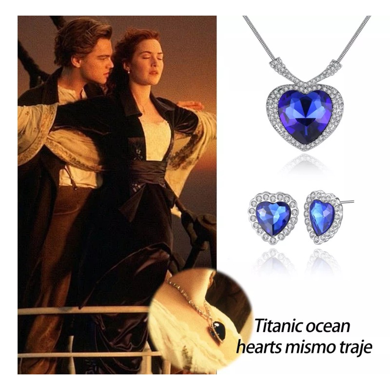 THE9SHOP Collar Titanic Conjunto De Collar Y Aretes Corazón Del