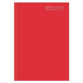 A5 Week To View Academic Diary 2024-2025 Mid Year Case bound Hardback Cover School Planner Organizer Mid year Planner School College teacher office (Red)