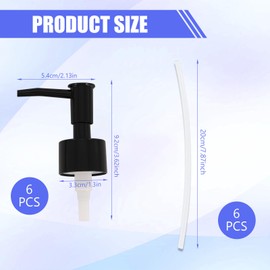 6 Pcs Soap Dispenser Pump, Soap Pump Replacement for Regular Mouth, Reusable, Suitable for Bathroom Kitchen Countertop Ceramic Plastic Glass Bottles, 28/400 Thread Size (Black)