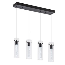 votag Pendant Light fixtures, Integrated 4-Light Pendant Lighting Black Finish, Dimmable Pendant Lights Kitchen Restaurant, Dining Room