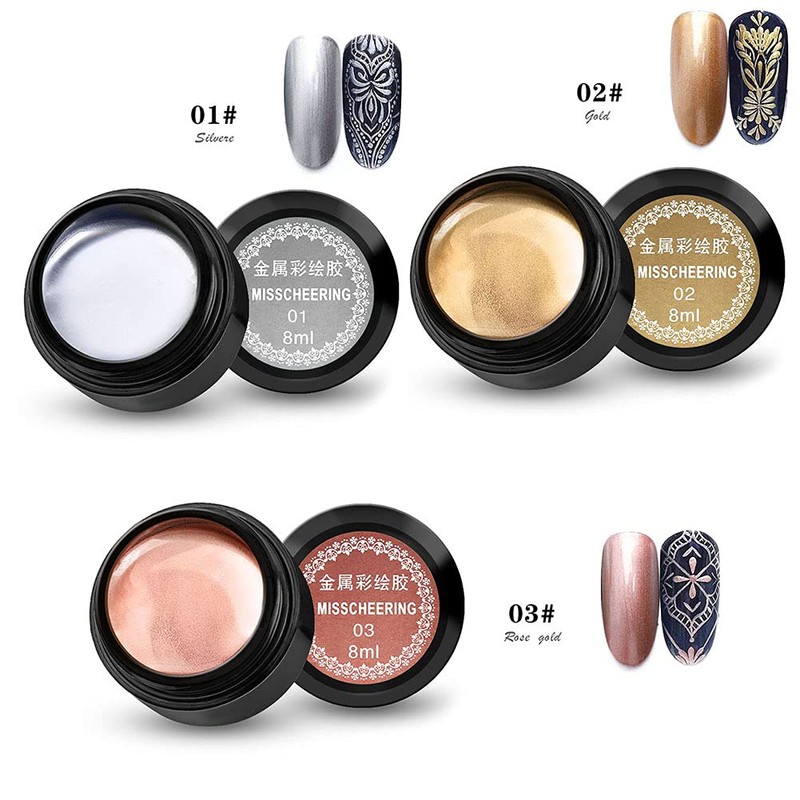 Nail Varnished Gel Metallic Nail Art UV Varnish (Gold)