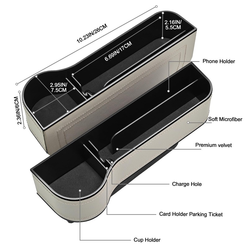 Car Seat Gap Filler Organizer, 2 Pack Multifunctional Car Seat