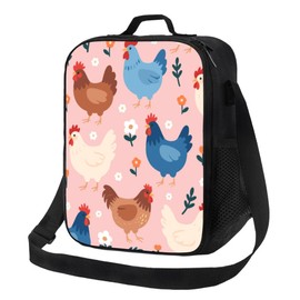 Gelasgo Rooster Insulated Lunch Bag Thermal Reusable Lunch Tote with Adjustable Strap,Leak-Proof Design for School,Office & Picnic