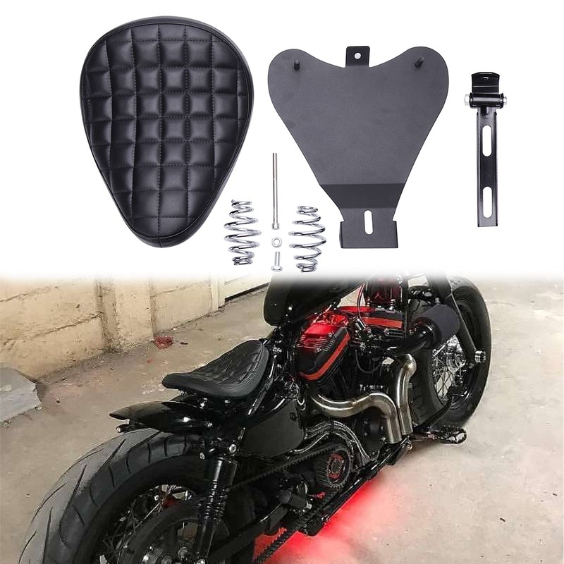 Black Motorcycle Solo Seat Spring With Base For Harley Heritage