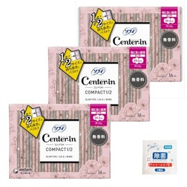 Sofy Center in Compact 1/2 Unscented, For Especially Large Daytime Use, 16 Sheets x 3 (Total 48 Sheets) + Bonus Included, Especially Large Daytime Use, 9.6 inches (24.5 cm)