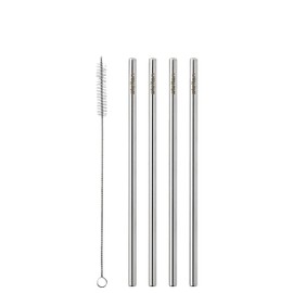 Stelton Reusable Straw - Stainless Steel Straws - Set of 4 with Cleaning Brush