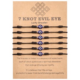 PZXHRY 6pcs Evil Eye Bracelets String Kabbalah Protection Bracelets Rakhi for Brother Gifts for Women Men Family Friend Good Luck Black
