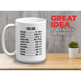 You Are Motivational Mug White 15oz - Christian, Religious, Bible Verse, Jesus, Inspirational Faith, Cross, Scripture, Religion