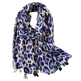 WHITE FANG MA079 Women's Stole, Leopard Pattern, Stylish, Large, Cotton Linen, Afghan Casual,