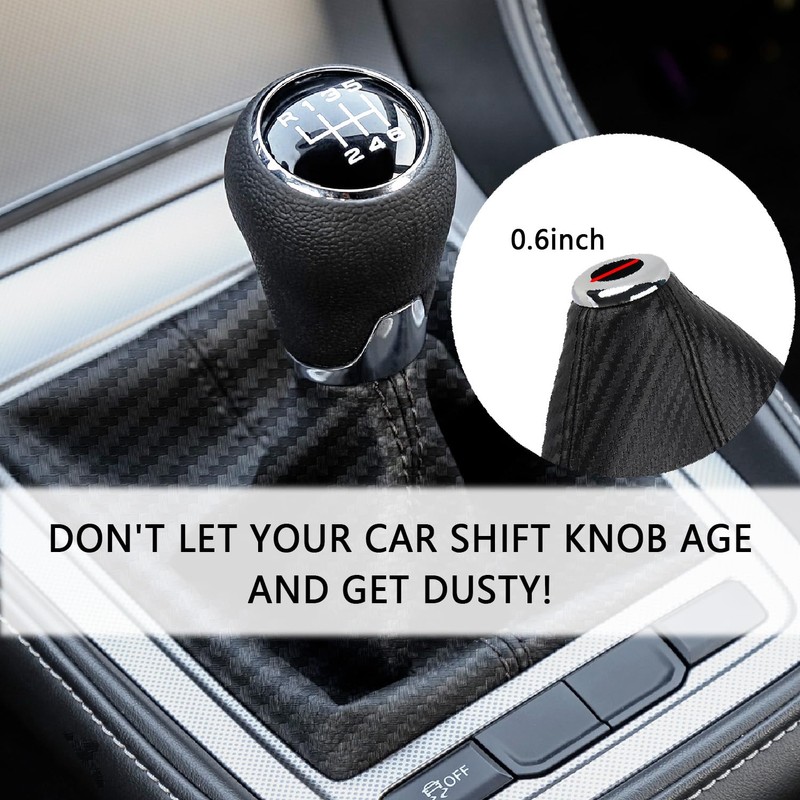 SSNNUU Car Shift Boot,Carbon Fibre Leather Gear Shift Cover for