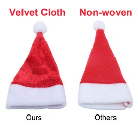 LOOGI Mini Santa Hats 10pcs, Mini Christmas Hats Wine Bottles Cover Crafts Ornaments Decor (10 * 13 cm)