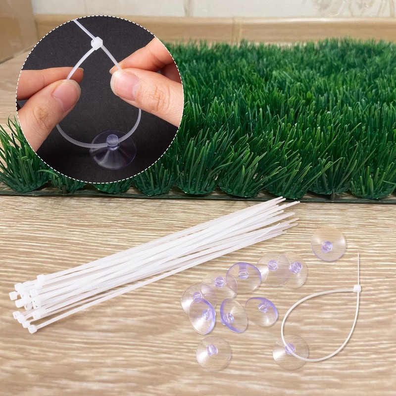 PAGOW 15 Pcs Aquarium Suction Cups with 30pcs Zip Ties,