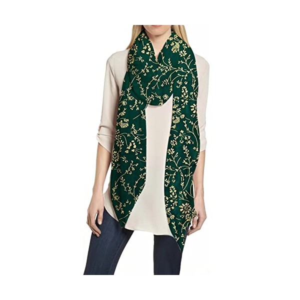 Lina & Lily Gold Glitter Floral Pattern Scarf Shawl Hijab