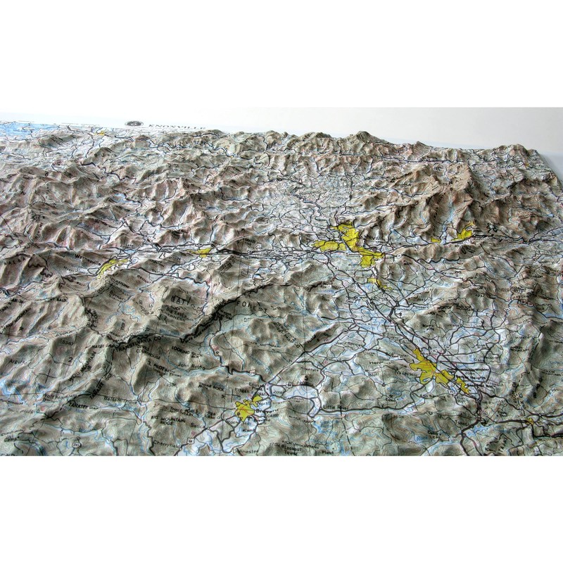 3D Knoxville Regional Raised Relief Map | Great Smoky Mountains
