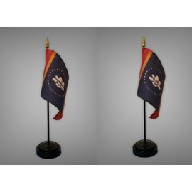 2 Mississippi State Desk Flags American Made Rayon 4x6 inch Miniature Table Flag Set Includes 2 Stands and 2 State Small Mini Stick Flags