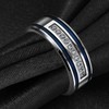 Mens Wedding Bands Stainless Steel CZ 8mm Blue Stripes Engagement